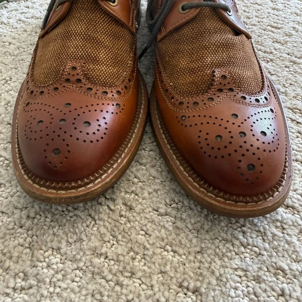 Vintage‎ Foundry Co Brown Leather Wingtip Brogue Oxfords Lace Up MEN 8 TWEED